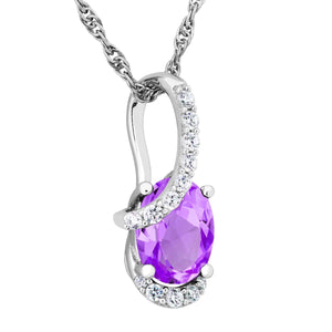 Amethyst and White Topaz Pendant Necklace