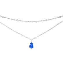 Load image into Gallery viewer, Sterling Silver Necklace with Created Blue Sapphire and White Topaz