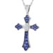 Load image into Gallery viewer, Sterling Silver Cross Pendant Necklace with Created Blue Sapphire