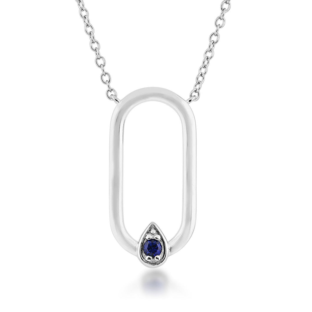 Created Sapphire Paperclip Necklace