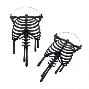Stainless Steel with Matte Black Finish Rib Cage and Dripping Effect Plug Hoops