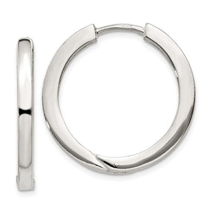 Sterling Silver 2.5x25mm Hinged Hoop Earrings