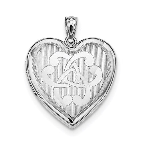 Sterling Silver Rhodium-Plated Entwined Hearts Heart Locket
