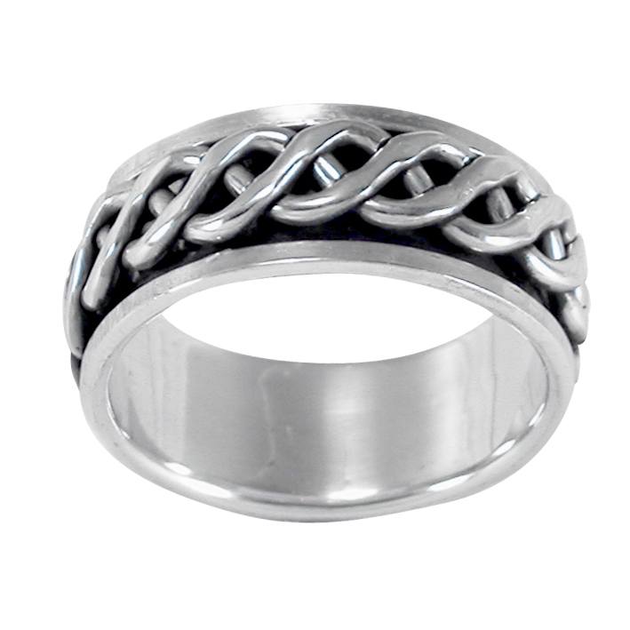 Silver Woven Spinner Ring