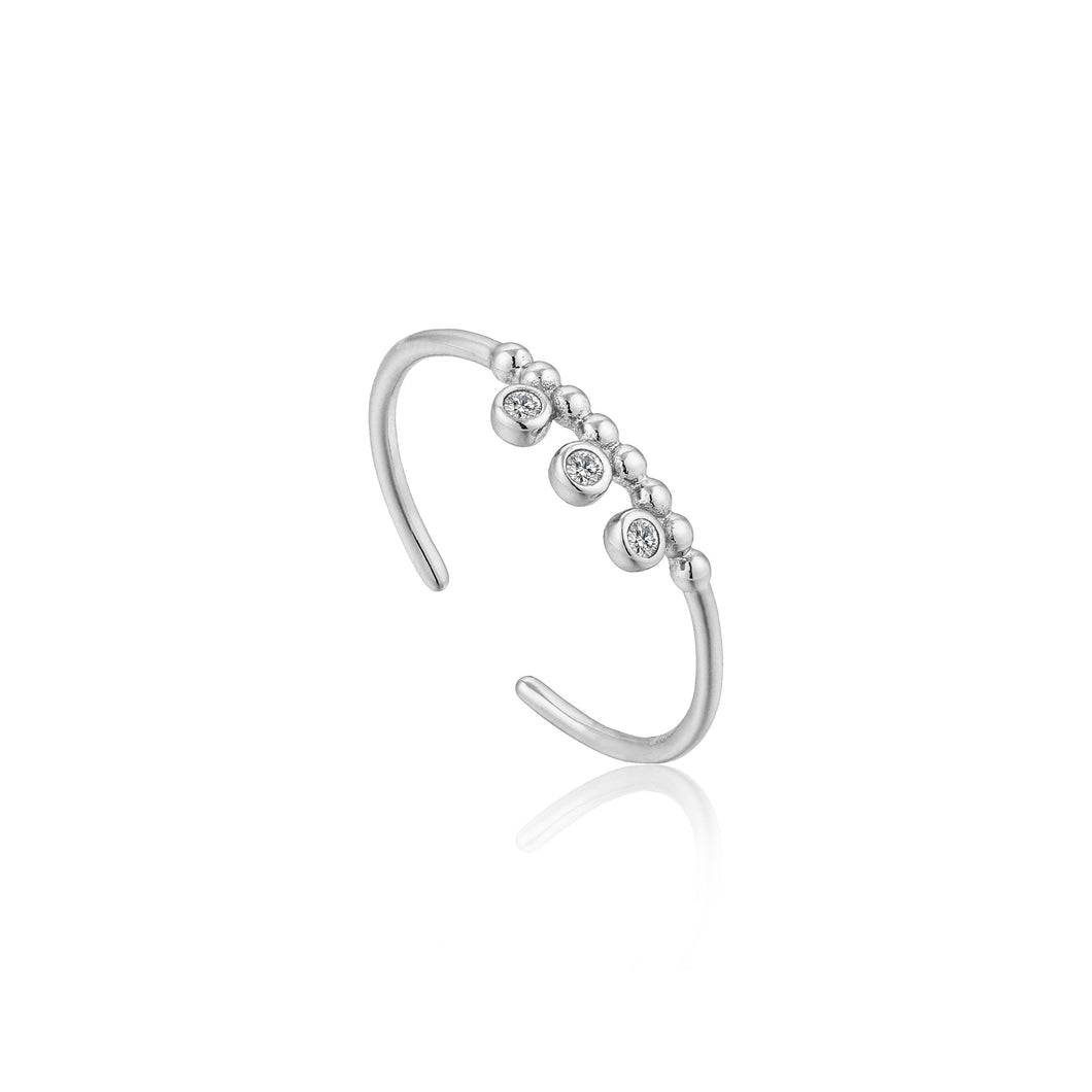Silver Shimmer Triple Stud Adjustable Ring