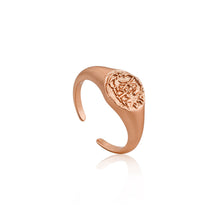 Load image into Gallery viewer, Rose Gold Emblem Adjustable Signet Ring