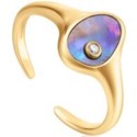 Gold Tidal Abalone Adjustable Signet Ring