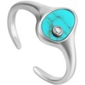 Silver Tidal Turquoise Adjustable Signet Ring