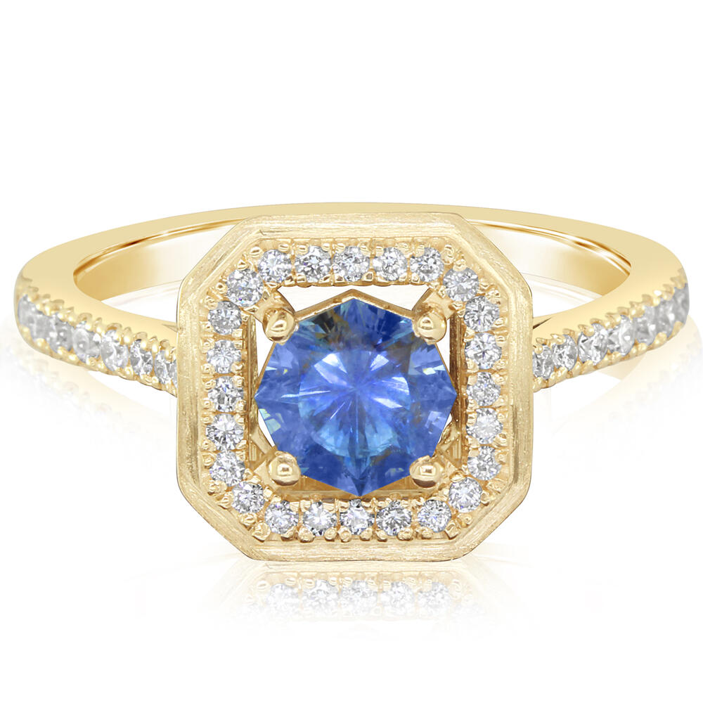 Montana Sapphire & Diamond Ring 14k Yellow Gold