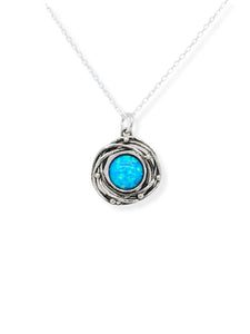 Sterling Silver Round Opal Necklace