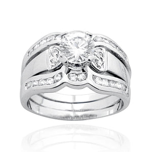 Cubic Zirconia Engagement Wedding Ring Set