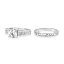 Load image into Gallery viewer, Channel Set CZ Engagement Wedding Ring Set
