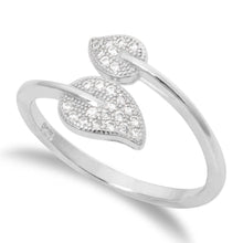 Load image into Gallery viewer, Double Leaf Micropavé CZ Ring