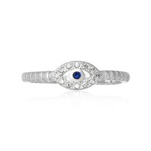 Load image into Gallery viewer, Silver Evil Eye CZ Ring
