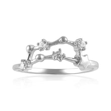 Load image into Gallery viewer, Zodiac Constellation CZ Ring - Rhodium Plated Sterling Silver