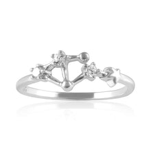Load image into Gallery viewer, Zodiac Constellation CZ Ring - Rhodium Plated Sterling Silver
