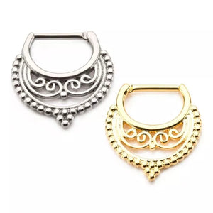 Filigree Scroll and Beads Septum Clickers