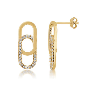 Double Paperclip CZ Earrings