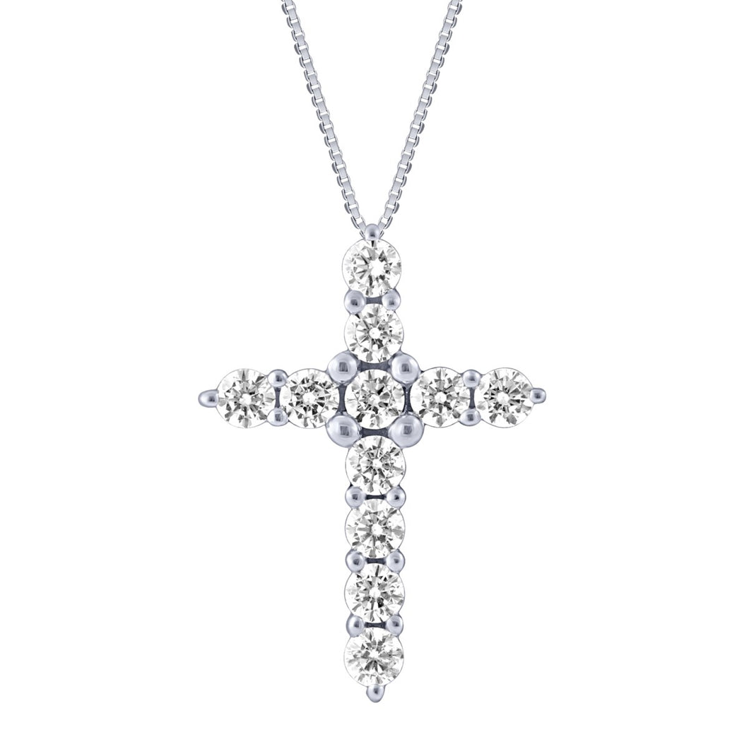 Sterling Silver CZ Cross Pendant Necklace