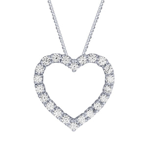 Sterling Silver CZ Heart Pendant Necklace