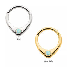 Load image into Gallery viewer, Oval Shape with 2.5mm Bezel Set White Opal Front Facing Hinged Segment Clicker