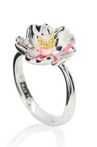 Sterling Silver Cherry Blossom with Diamond Ring