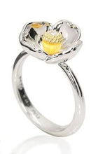 Load image into Gallery viewer, Sterling Silver California Poppy with Diamond and 14ky Accents Ring