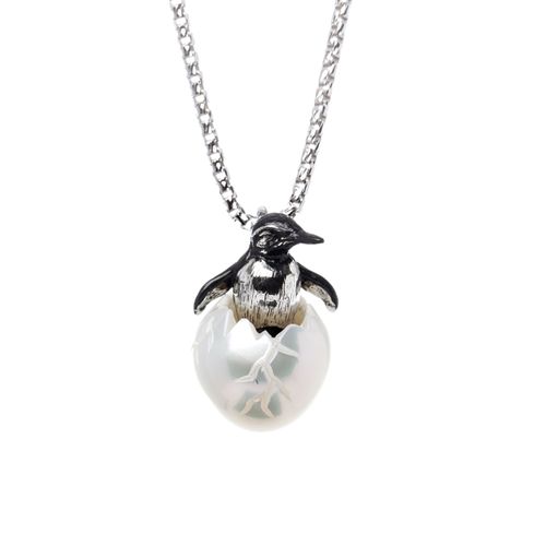 Sterling Silver Penguin and Freshwater Pearl Necklace