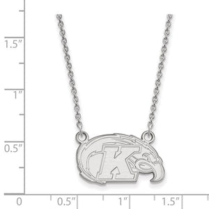 Sterling S. Rh-P LogoArt Kent State University Small Pendant With Necklace