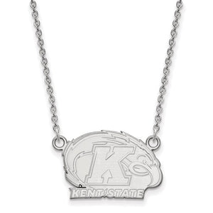 Sterling S. Rh-P LogoArt Kent State University Small Pendant With Necklace