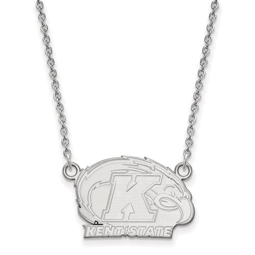 Sterling S. Rh-P LogoArt Kent State University Small Pendant With Necklace