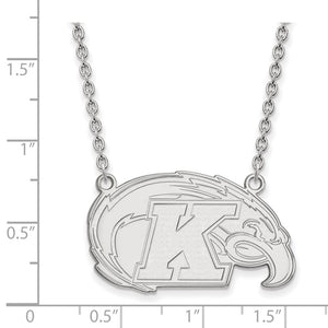 Sterling S. Rh-P LogoArt Kent State University Large Pendant With Necklace