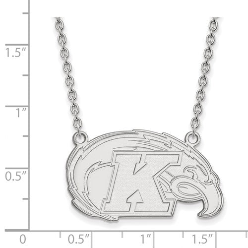 Sterling S. Rh-P LogoArt Kent State University Large Pendant With Necklace