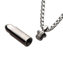 Load image into Gallery viewer, Stainless Steel Stash Bullet Pendant with Steel Box Chain