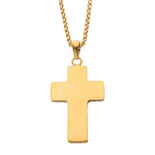 Load image into Gallery viewer, 18K Gold IP Engravable Cross Pendant with Round Box Chain