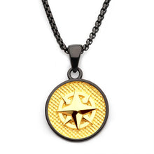 Load image into Gallery viewer, 18Kt Gold IP Wayfinder Compass Medallion Pendant with Black IP Box Chain