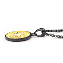 Load image into Gallery viewer, 18Kt Gold IP Wayfinder Compass Medallion Pendant with Black IP Box Chain