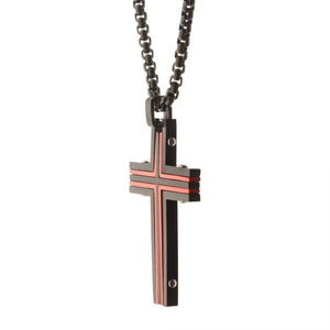 Black & Red Plated Dante Cross Pendant with Chain