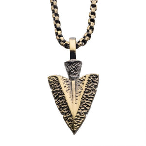 Antiqued Gold IP Arrowhead Pendant with Bold Box Chain