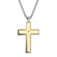 Load image into Gallery viewer, Gold IP Lord&#39;s Prayer &amp; Spinner Cross Two Tone Pendant with Chain