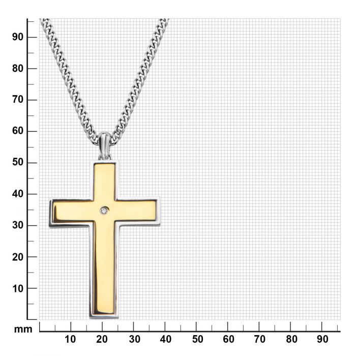 Gold IP Lord's Prayer & Spinner Cross Two Tone Pendant