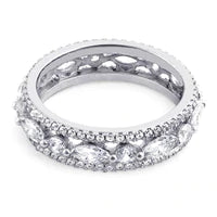 Load image into Gallery viewer, Sterling Silver Eternity Round and Marquise Clear CZ Ring