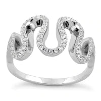 Load image into Gallery viewer, Sterling Silver Freeform Wavy CZ Ring