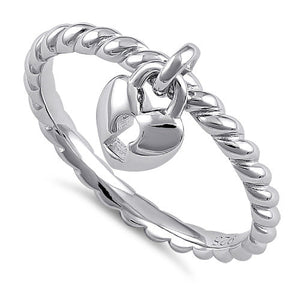 Sterling Silver Locked Heart Dangle Ring