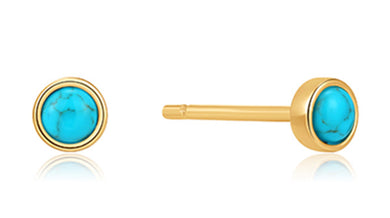 Gold Tidal Turquoise Stud Earrings