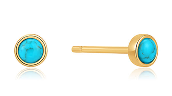 Gold Tidal Turquoise Stud Earrings